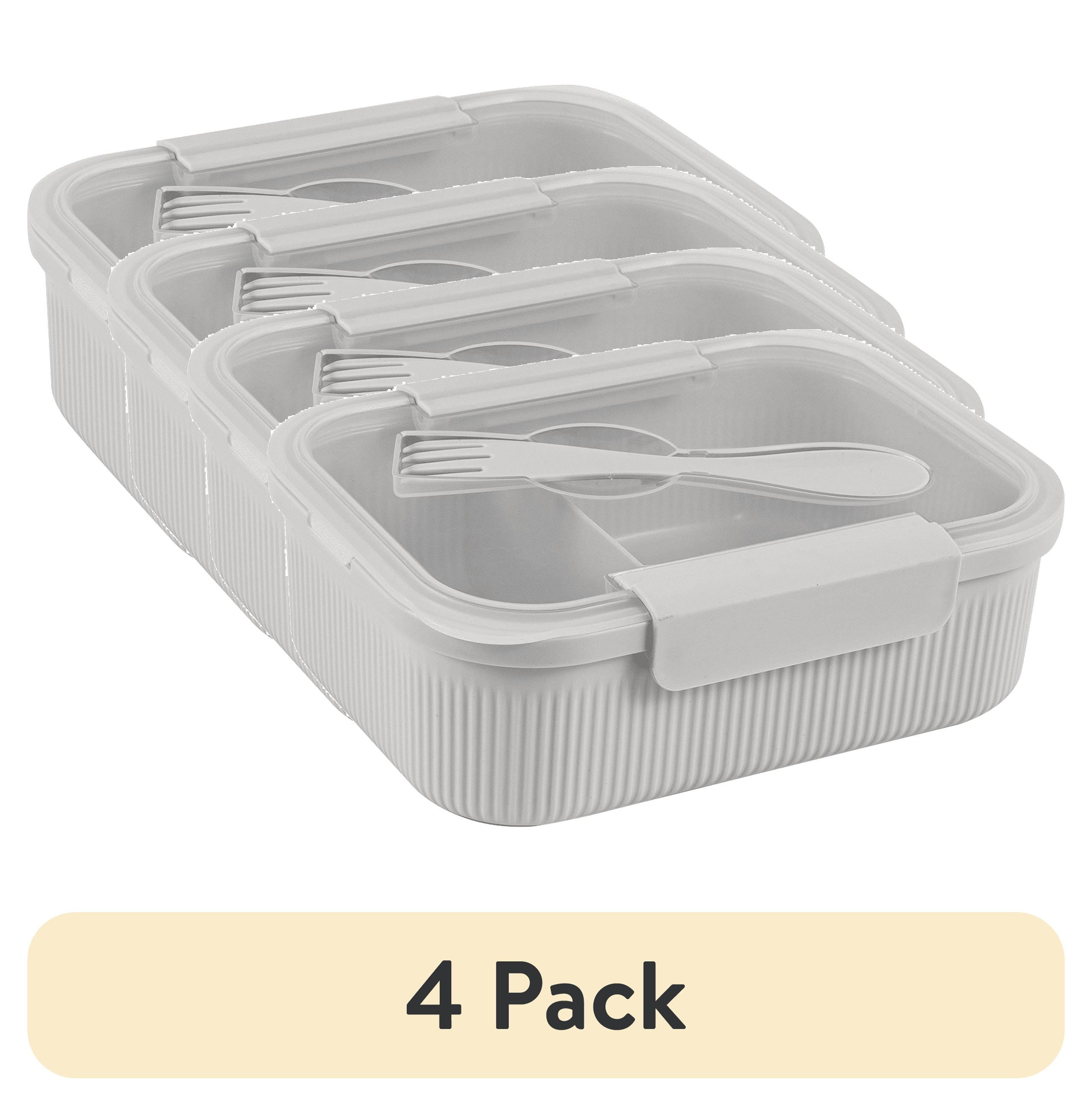 (4 pack) Mainstays Rectangle Gray BPA Free Food Storage Container with Airtight Seal, 47oz Capacity