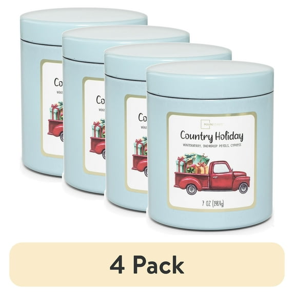 (4 pack) Mainstays Scented Single Wick Candle, Country Holiday, 7 oz.