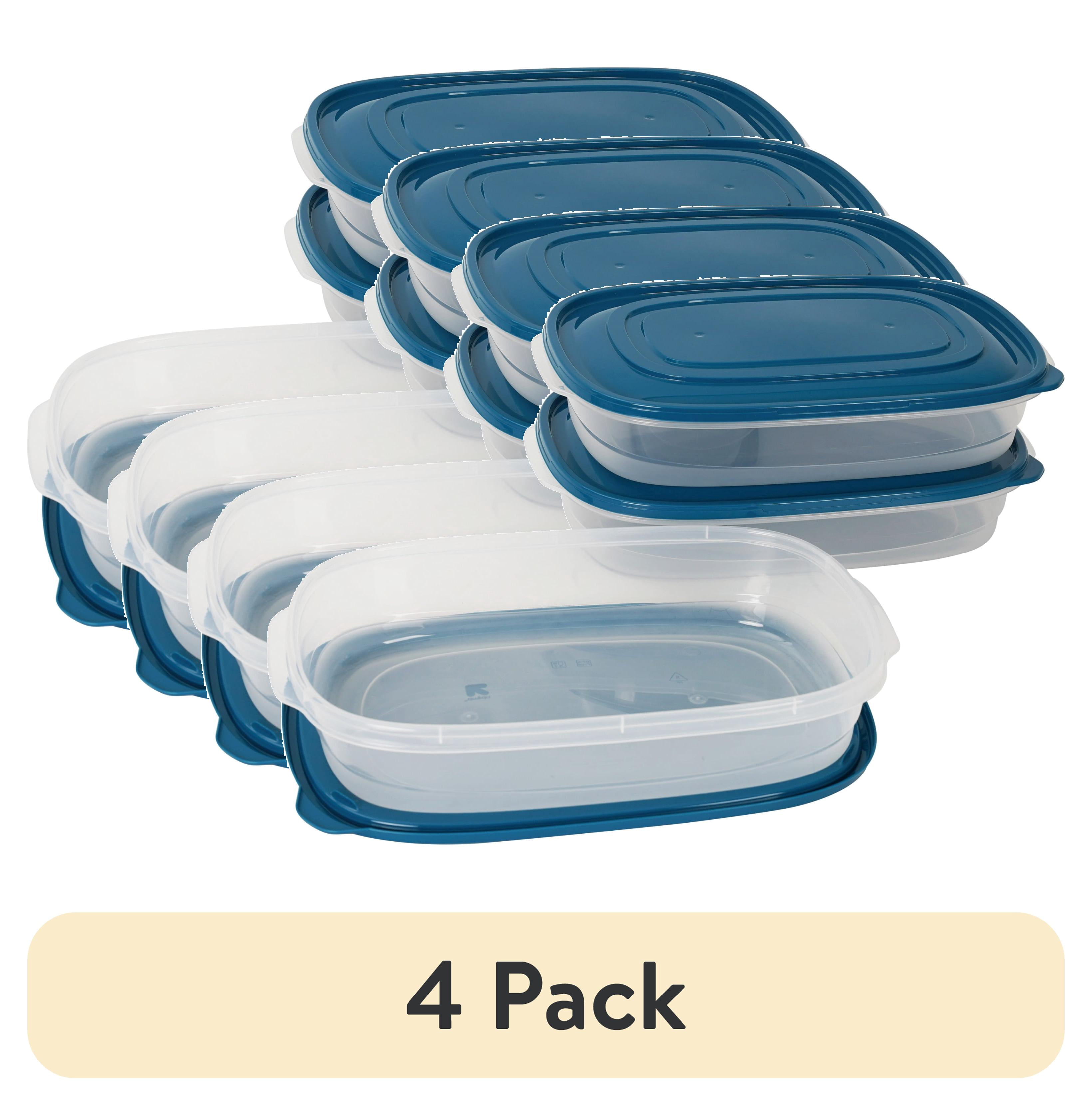 (4 pack) Mainstays Semi Durable Rectangular 1 Gallon Plastic Food Storage Containers, 3 Pack