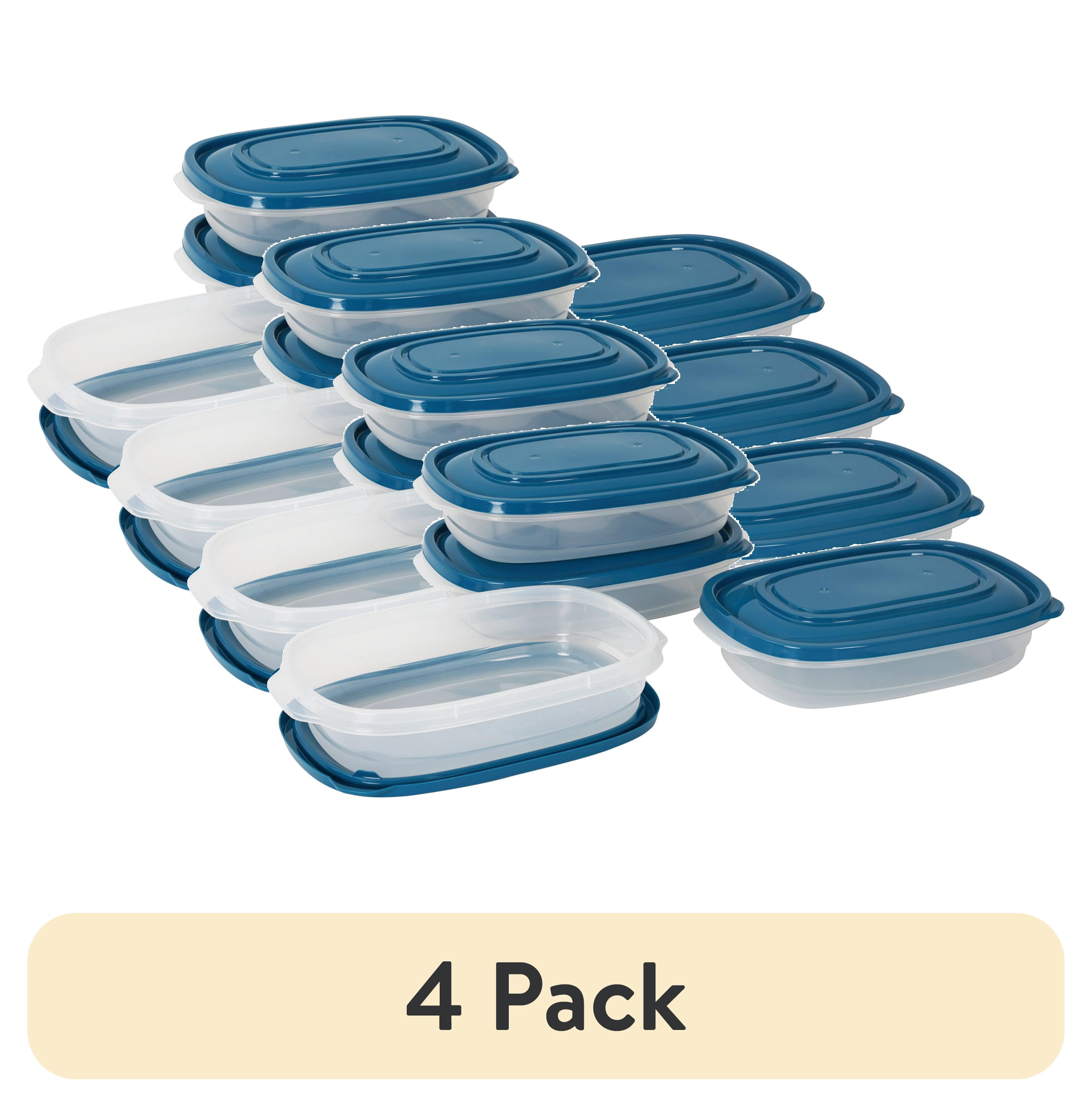 (4 pack) Mainstays Semi Durable Rectangle 4cup Plastic Food Storage Container 4 Pack, Made for Family Meals and Easy Serving, along with being the perfect size for your Lunch Bag