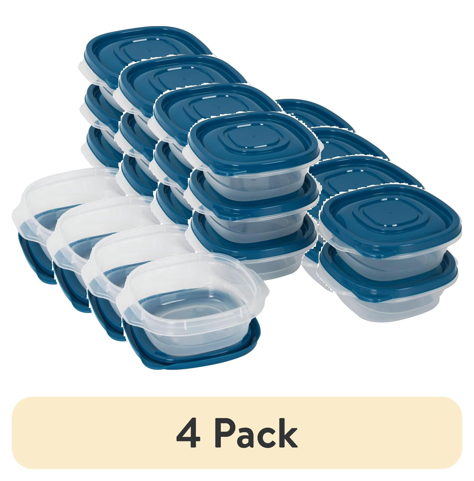 (4 pack) Mainstays Semi Durable Square 1.26cup Plastic Food Storage Container 6 Pack, Best Used for Small Leftover Storage and Reheating