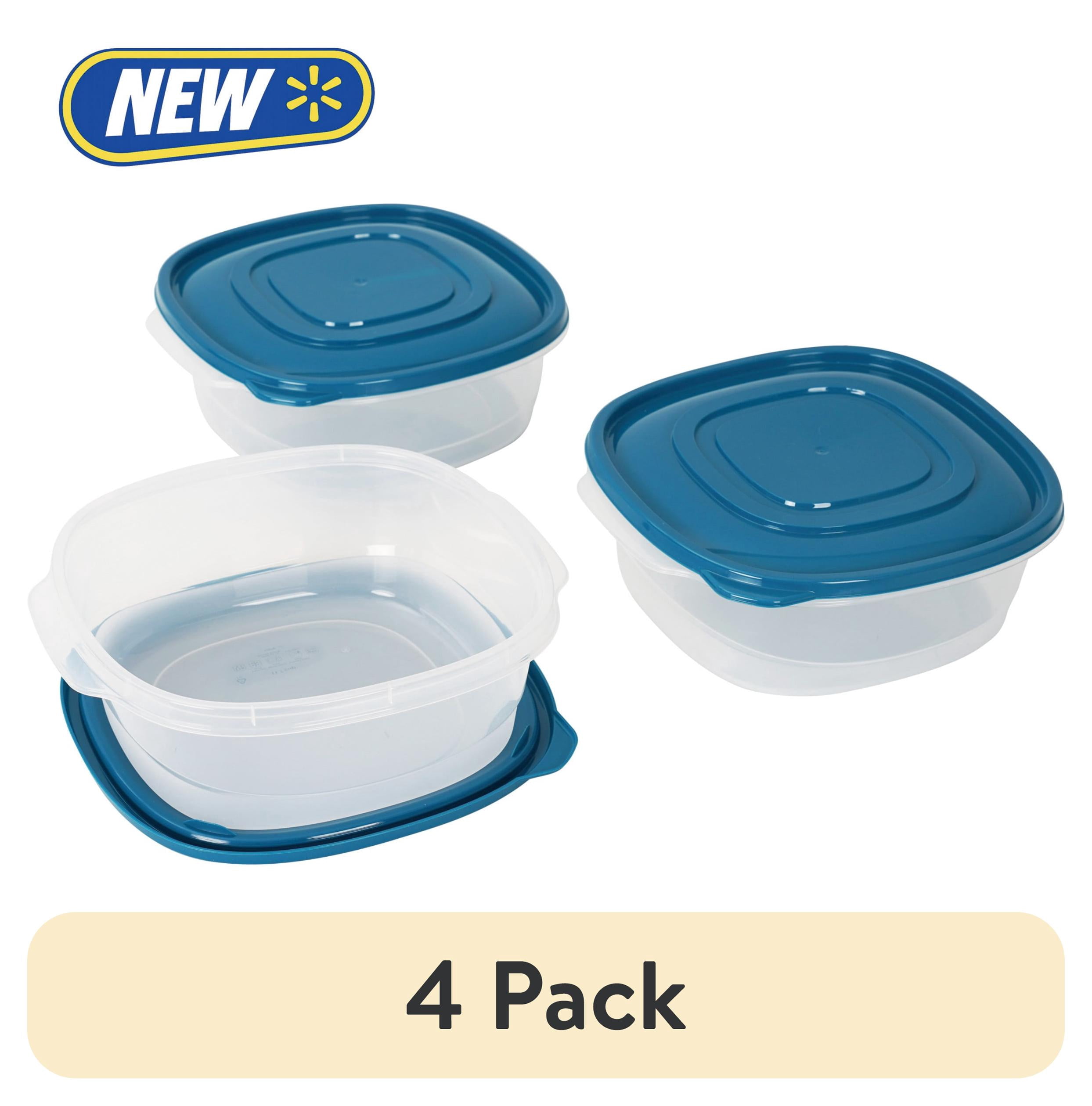 (4 pack) Mainstays Semi Durable Square 11.7cup Plastic Food Storage Container 3 Pack, Made for Family Meals, Party Size Dips, and Easy Serving and Storing
