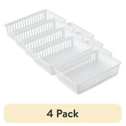 (4 pack) Mainstays Set of 2 Drawer Storage Organizer Plastic Mini Bins, 10.3" x 6.5" x 2.4", Arctic White