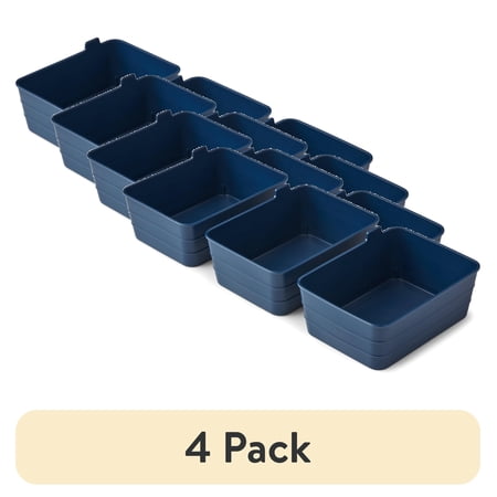 (4 pack) Mainstays Flexible Drawer Storage Organizers, Set of 3, 7 in x 5.2 in x 2.9 in, Blue