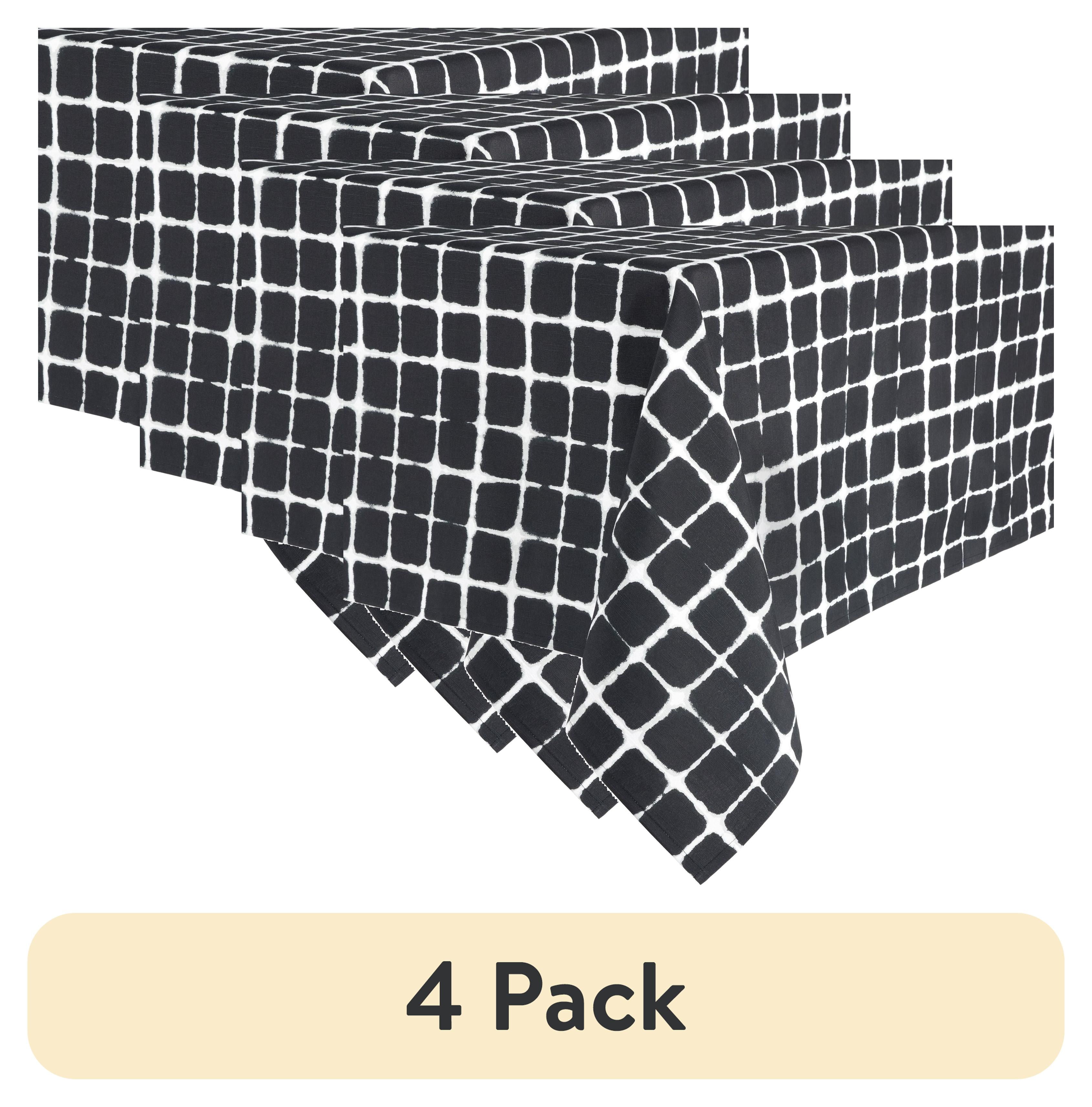 (4 pack) Mainstays Shibori Fabric Tablecloth, Black, 60"W x 102"L, 1 Piece