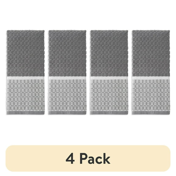 (4 pack) Mainstays Siena Kitchen Towel, 16"W x 26"L , Grey, 1 Piece