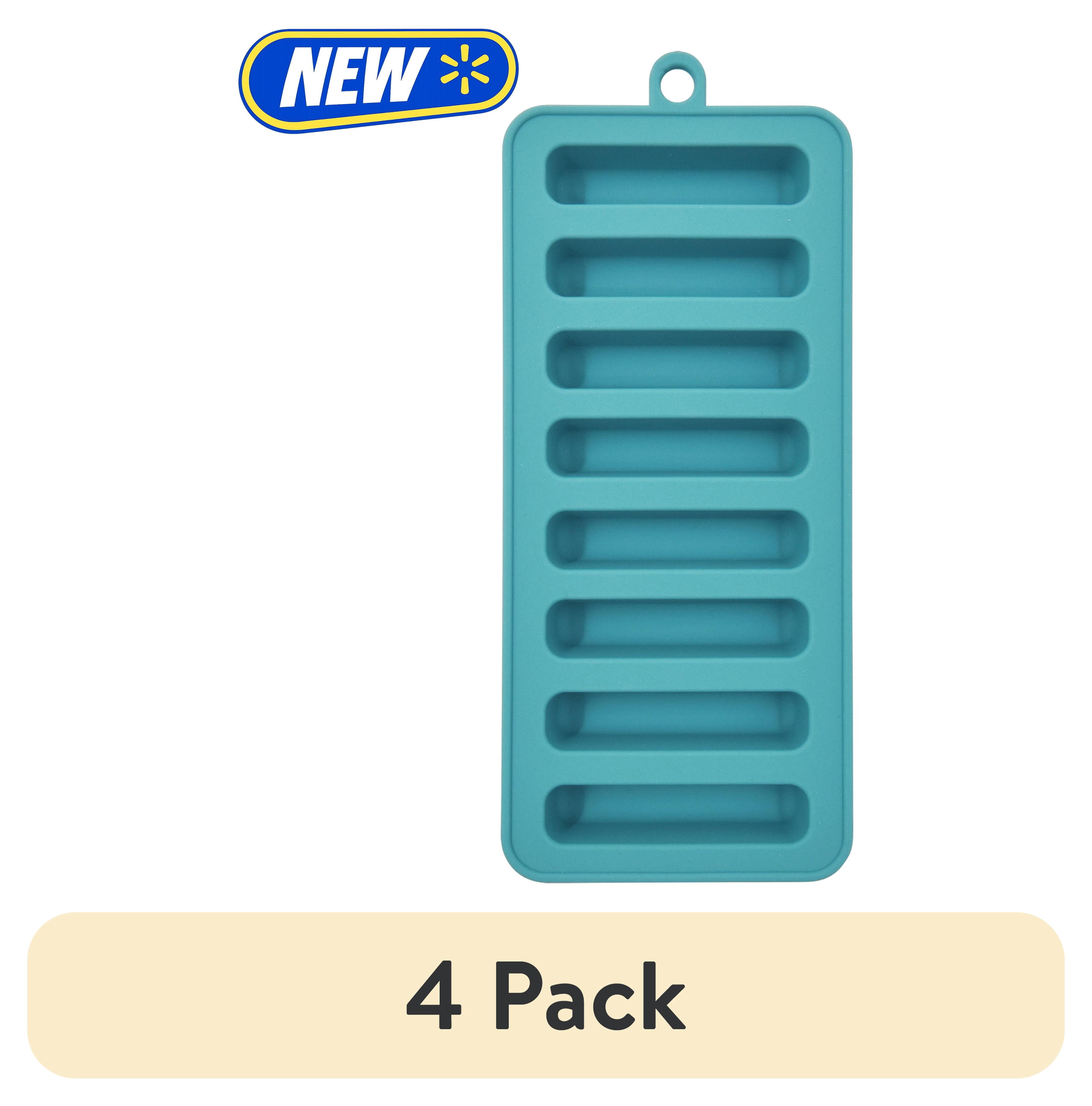 (4 pack) Mainstays Silicone Water bottle Ice Cube Tray Blue, Made for Cold Drink Preparation and Easy Use