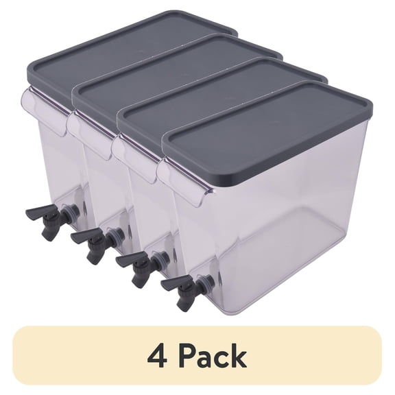 (4 pack) Mainstays Slim Fridge Beverage Dispenser, 2 gal, Acrylic, Gray