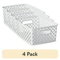 thumbnail image 1 of (4 pack) Mainstays Small White Decorative Plastic Storage Basket, 10 in x 8 in x 4 in, 1 of 7