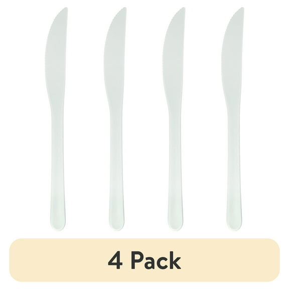 (4 pack) Mainstays - Soft Sea Green Eco-Friendly Recycled Plastic 3-Piece Flatware Set