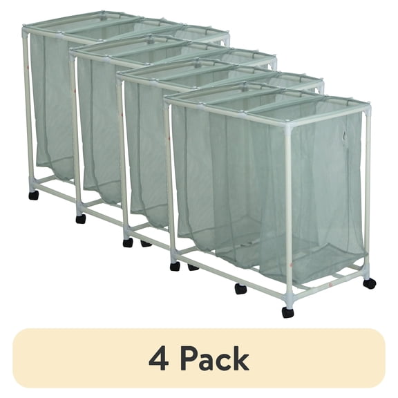 (1 pack) Mainstays Rolling Laundry Sorter Cart with Removable Mesh Bags and Casters