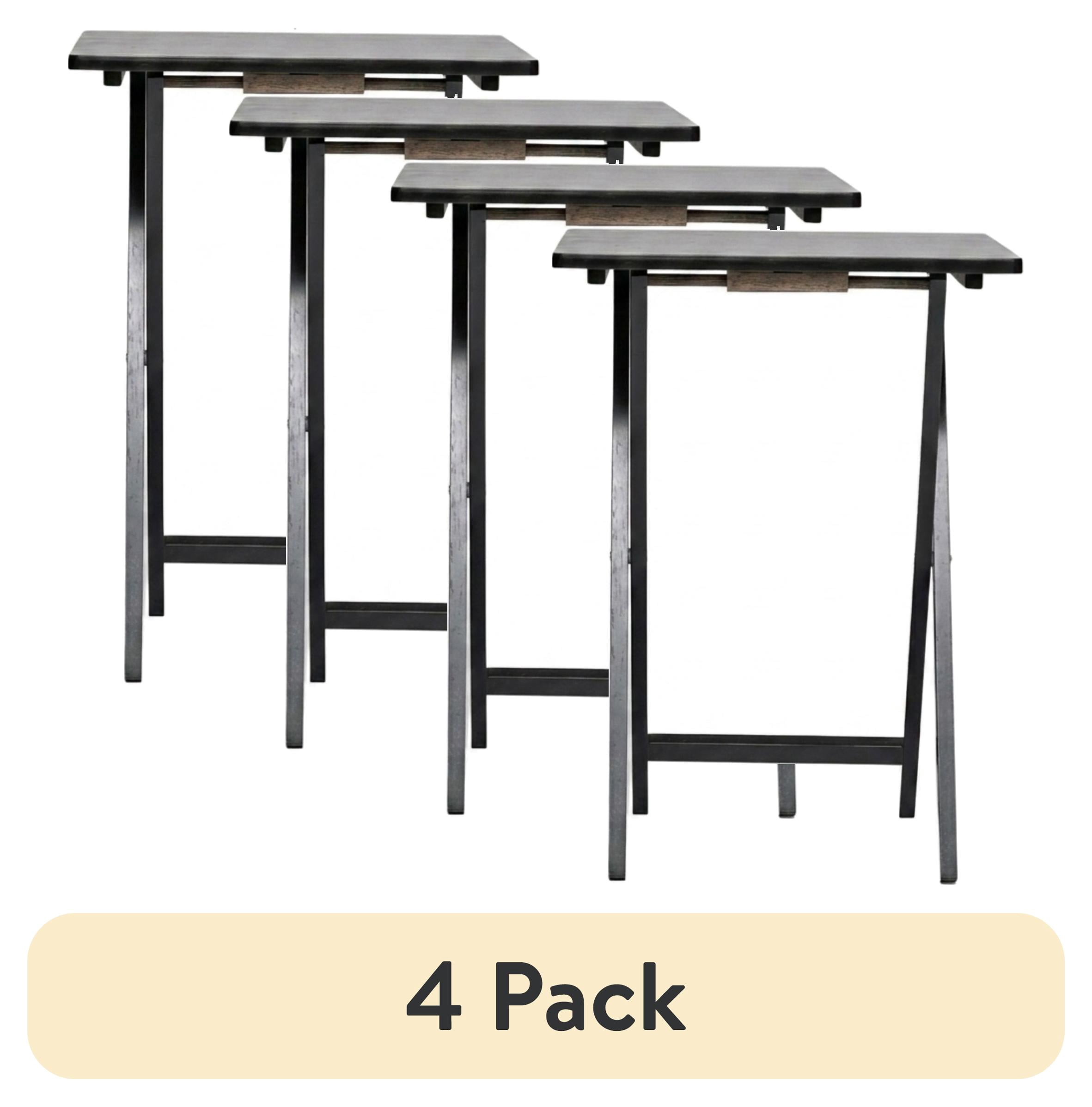(8 pack) Mainstays Solid Rubberwood Folding TV Tray Tables, Set of 2, Black