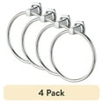 thumbnail interactive-video image 1 of (4 pack) Mainstays Chrome Square Wall Mount Towel Holder Ring, 1 of 14