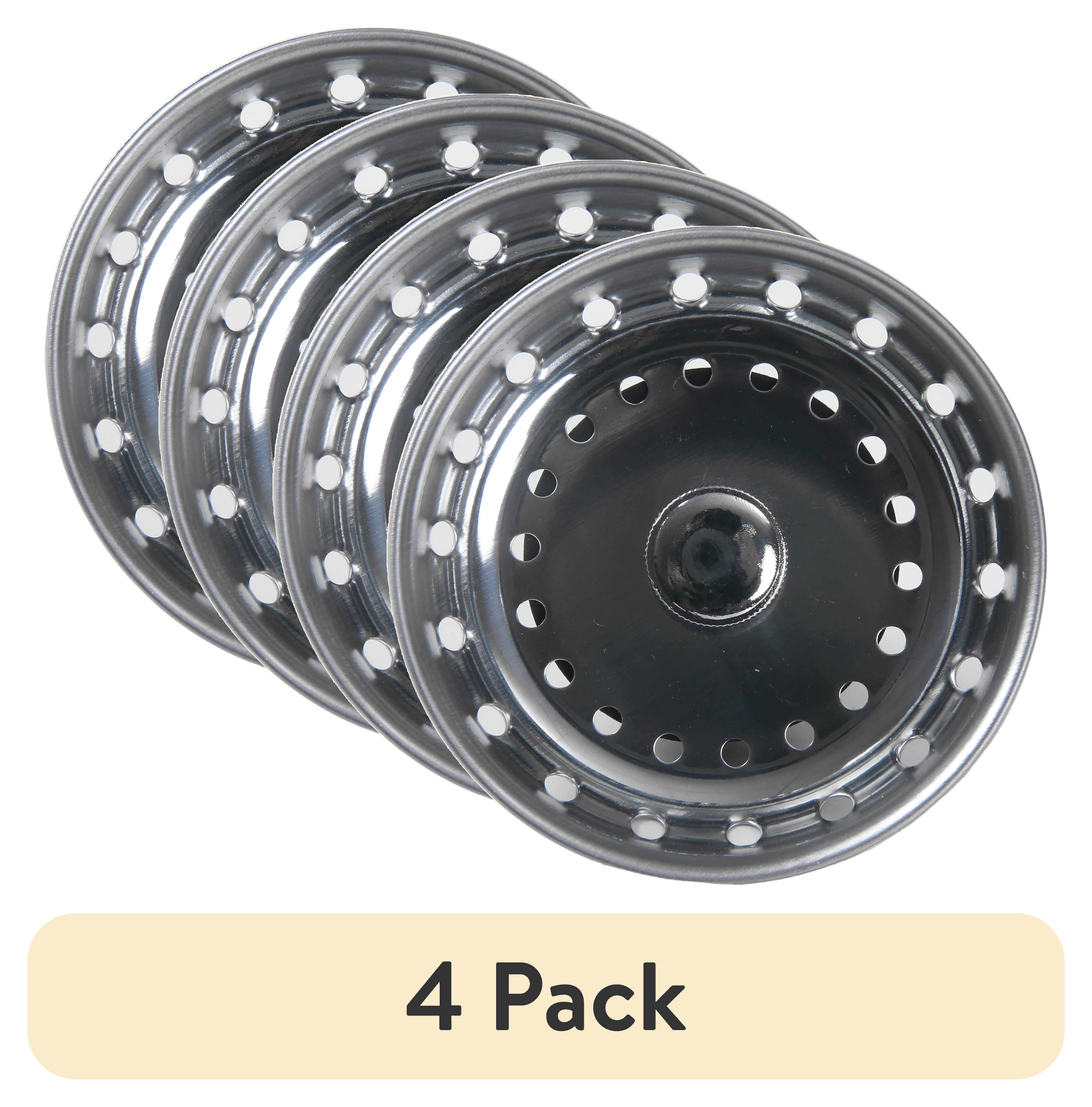(4 pack) Mainstays Stainless Steel Kitchen Sink Strainer and Stopper Silver 3.16"
