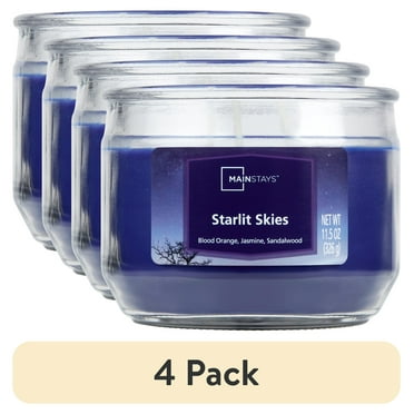 (4 pack) Mainstays Starlit Skies Scented 3-Wick Glass Jar Candle, 11.5 oz