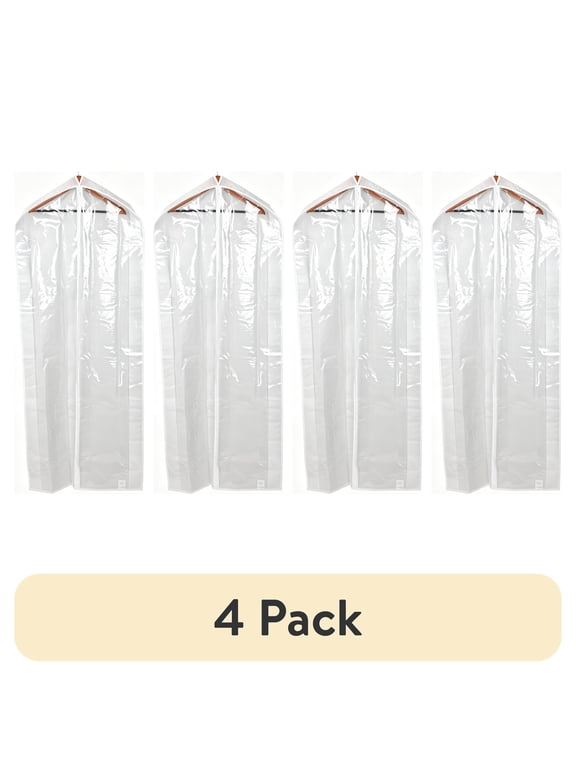 (4 pack) Mainstays Suit and Dress Hanging Bag, Arctic White / Non-Woven