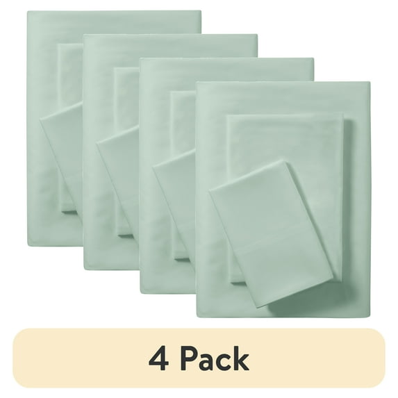 (4 pack) Mainstays Super Soft Brushed Microfiber Bed Sheet Set, Twin-XL, Light Green, 3 Piece