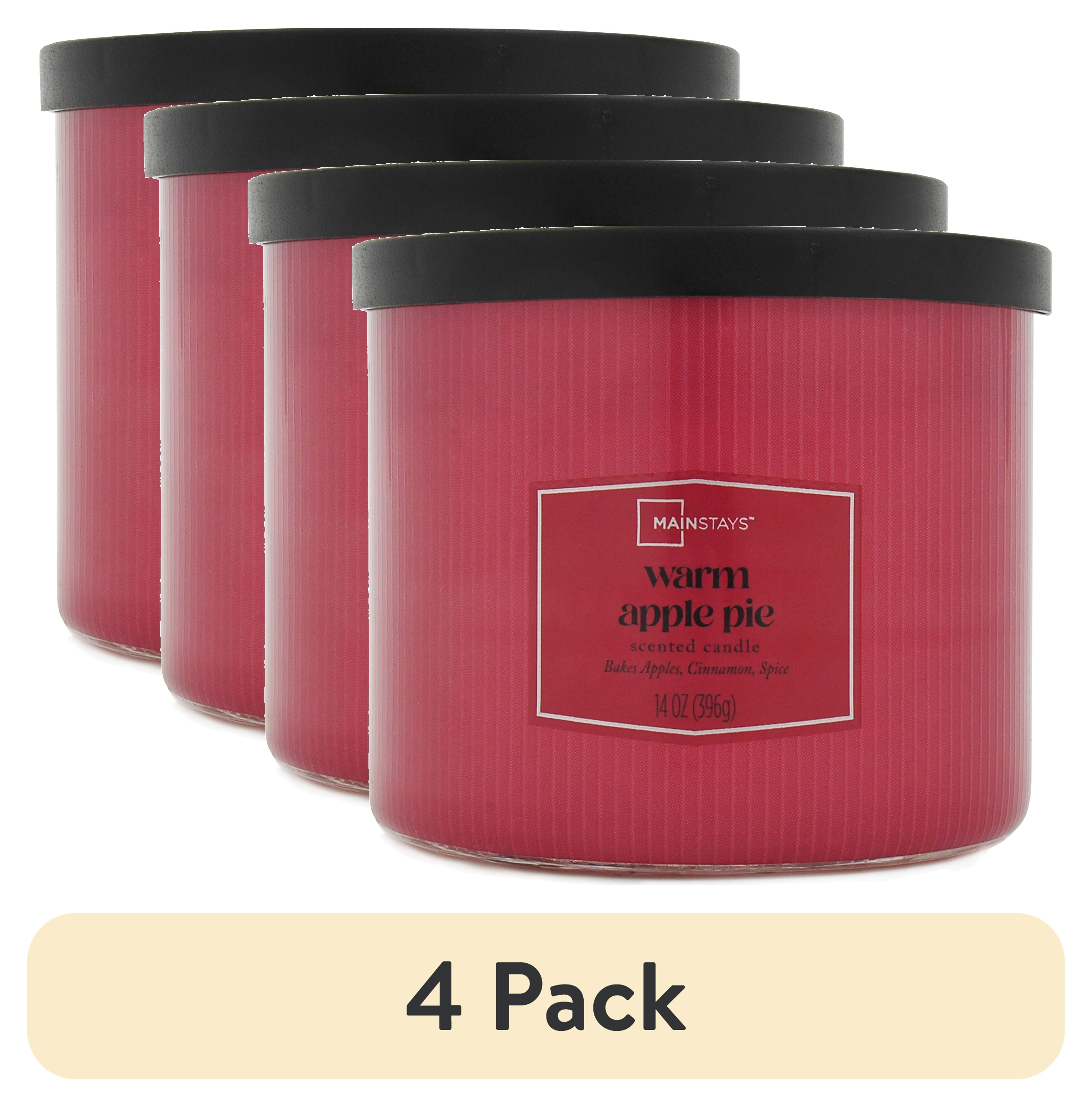 (4 pack) Mainstays Textured Wrapped Candle Warm Apple Pie, 14 Ounce