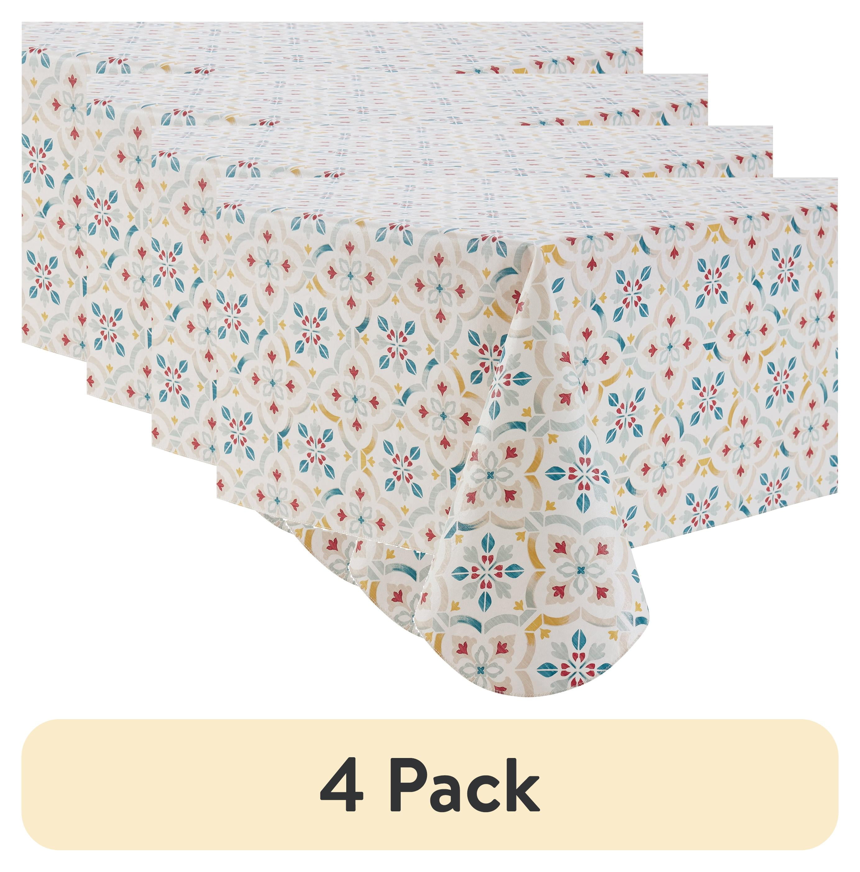 (4 pack) Mainstays Tile Print PEVA Tablecloth 60" x 102" Rectangle
