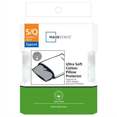 (4 pack) Mainstays Ultra Soft Cotton Pillow Protector with Zippered Closure