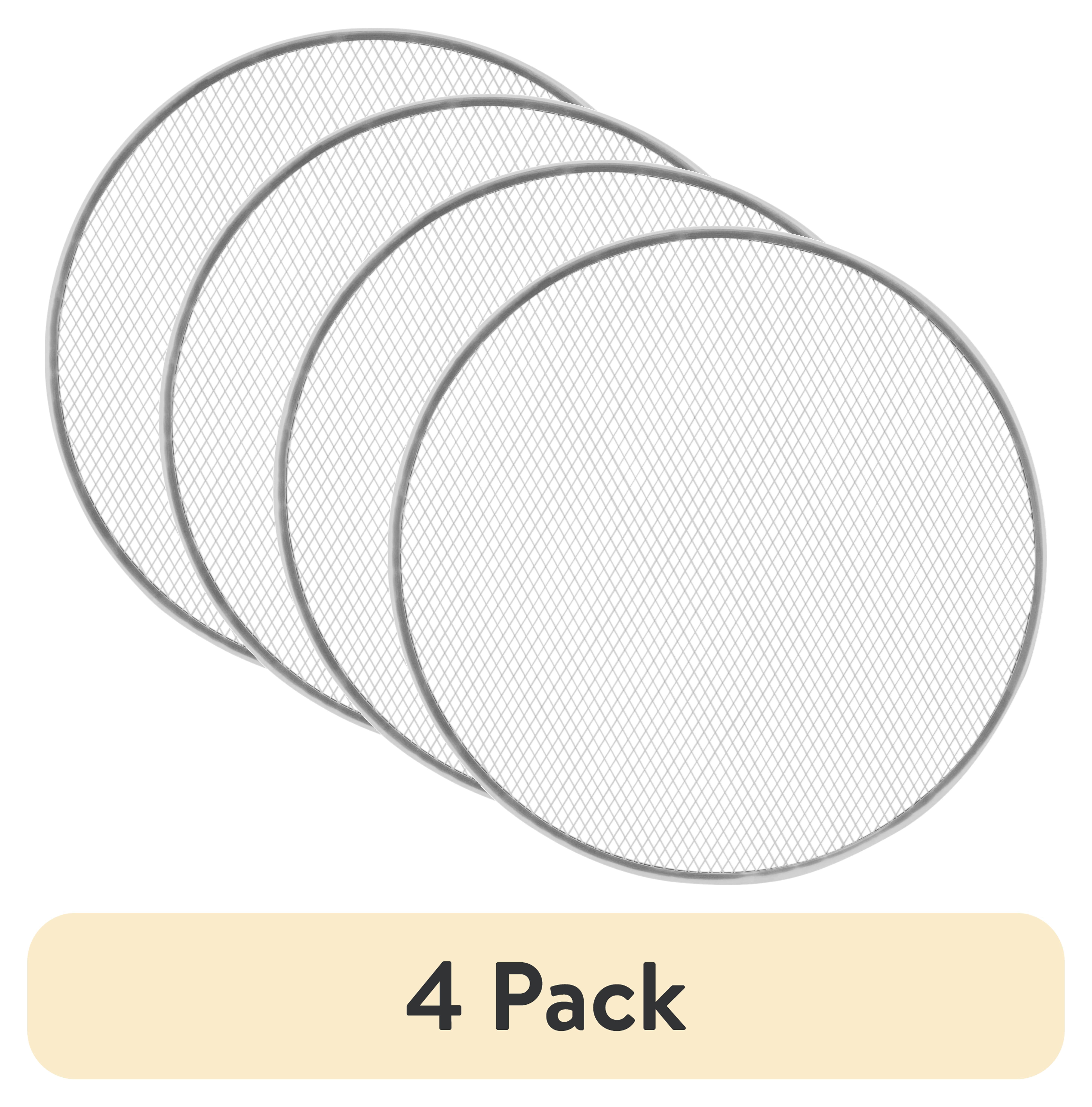 (4 pack) Mainstays Uncoated 16" Stainless Steel Pizza Pan Screen, Crisper, Large, Gray