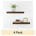 thumbnail image 1 of (4 pack) Mainstays Walnut 16.5" Wood Floating Shelves, Set of 2, 1 of 8