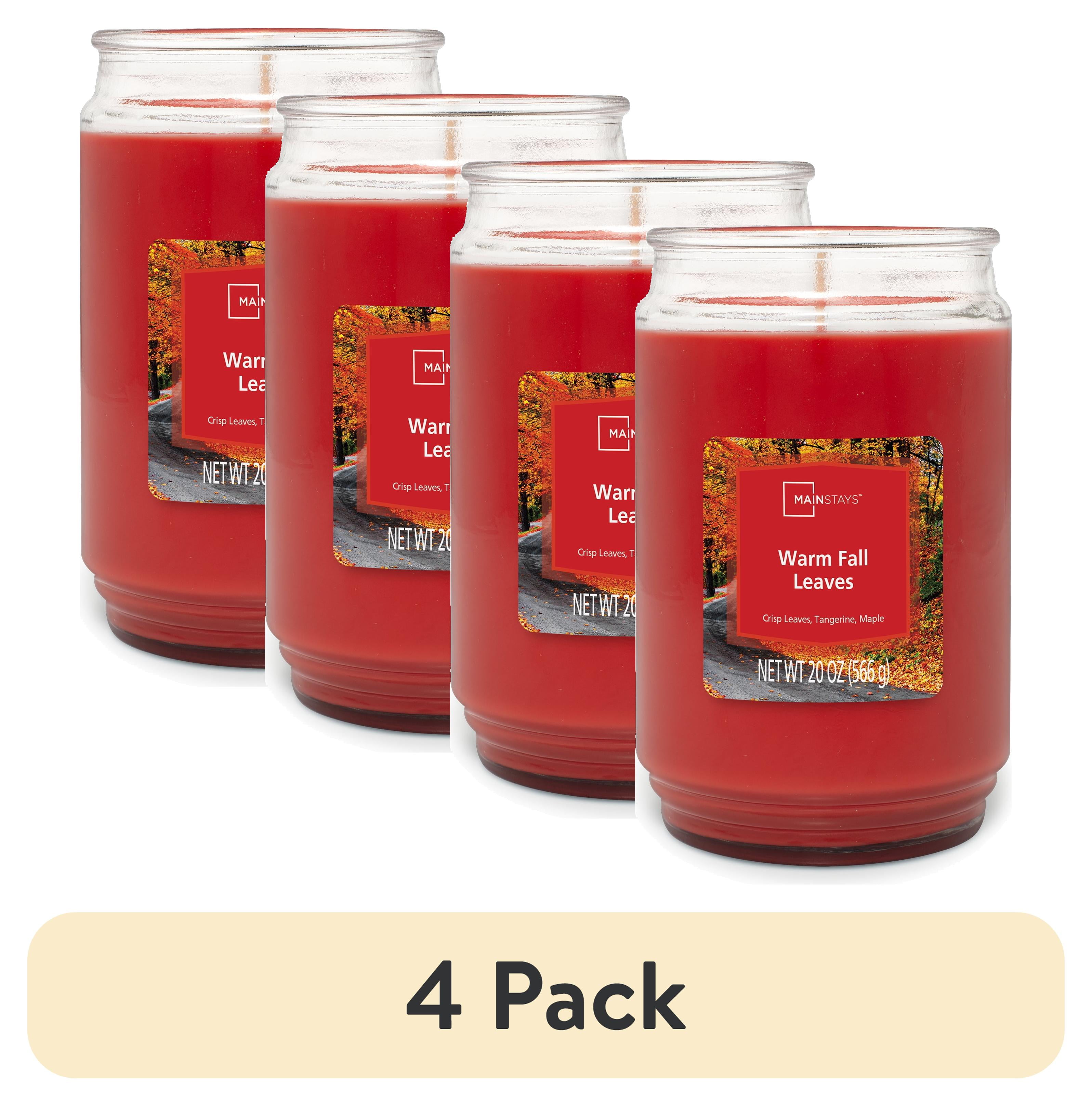 (4 pack) Mainstays Warm Fall Leaves 3 Wick Candle, 20 Oz