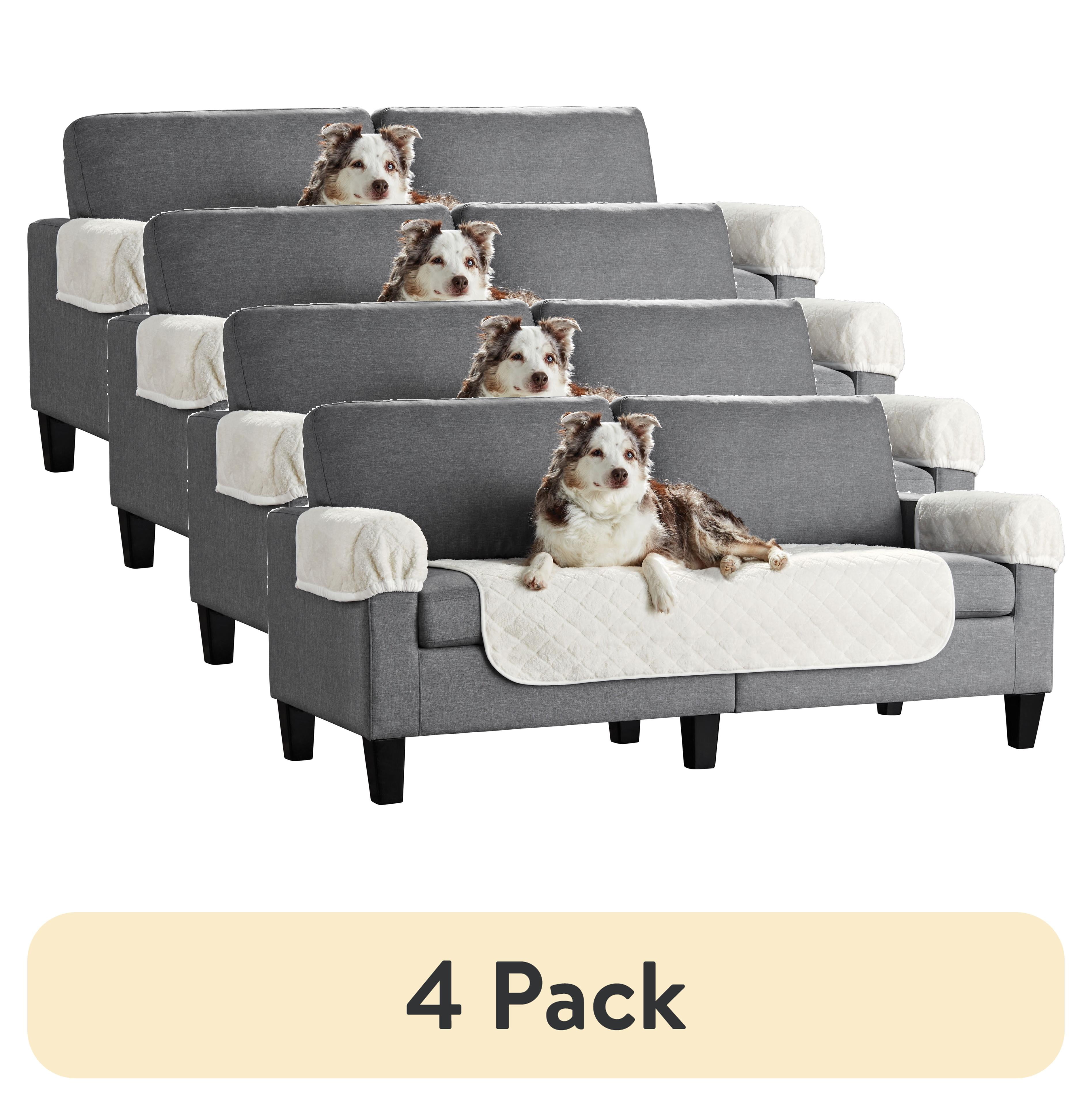 (4 pack) Mainstays Waterproof Sherpa Fabric Loveseat Furniture Cover, Fits 2 People, 3-Piece, Cream White