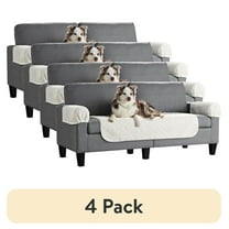 (4 pack) Mainstays Waterproof Sherpa Fabric Loveseat Furniture Cover, Fits 2 People, 3-Piece, Cream White