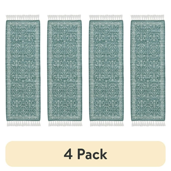 (4 pack) Mainstays Wexford Vintage Indoor Runner Rug, Teal, 20” x 60”