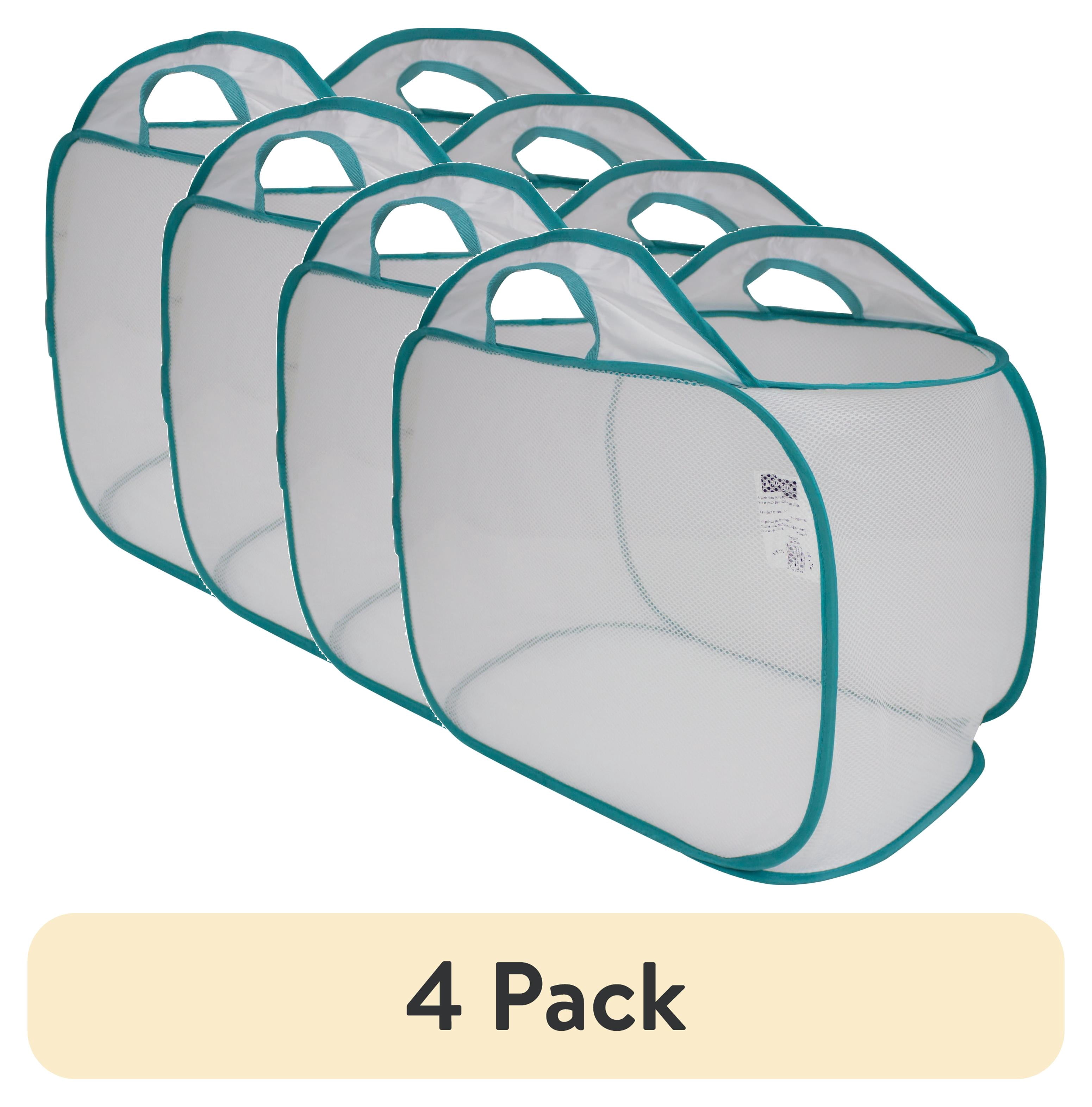 (4 pack) Mainstays White Mesh Pop-Up Laundry Basket with Heavy Duty Handles, 21 in x 13 in x 15.5 in