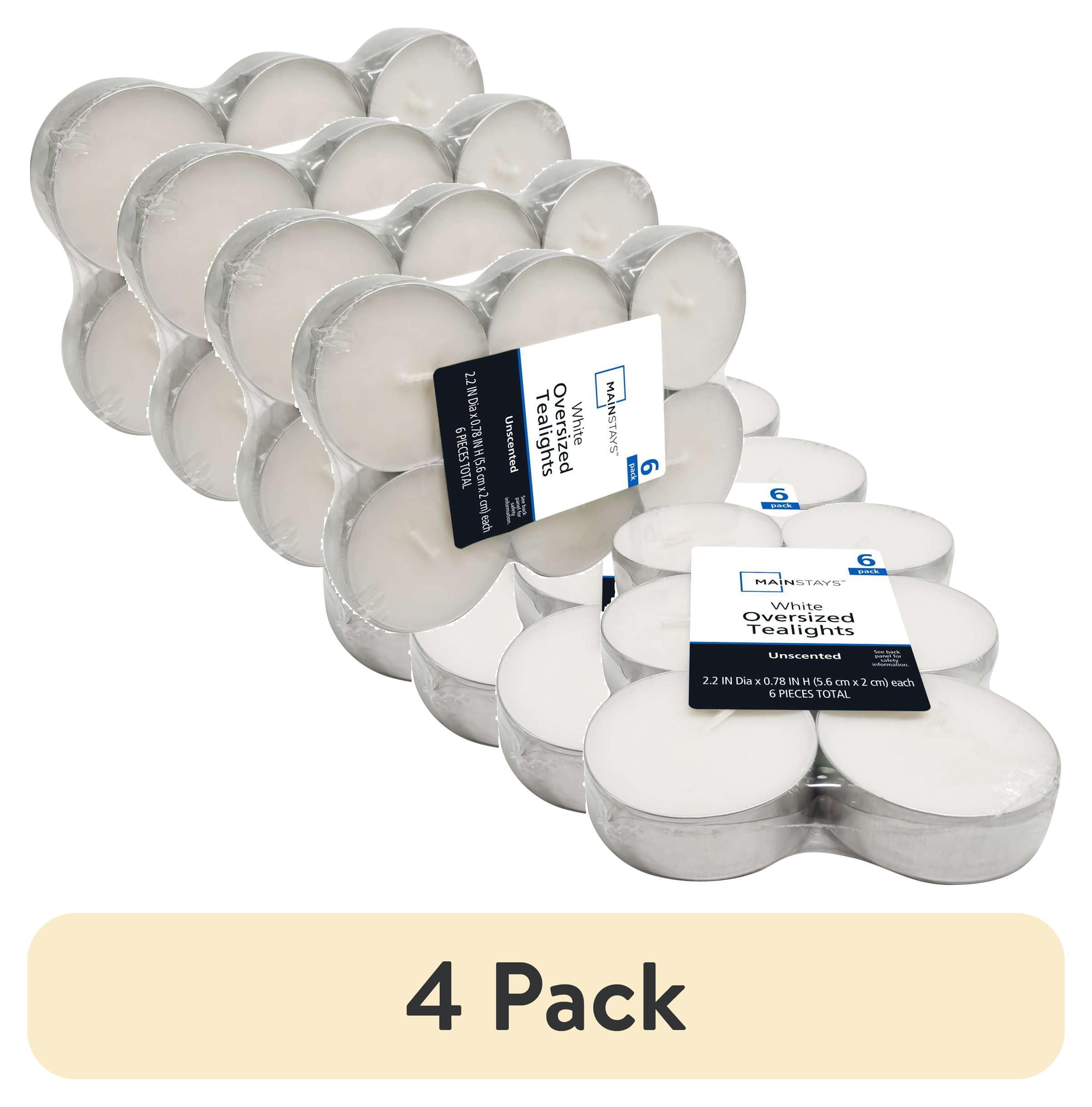 (4 pack) Mainstays White Unscented Indoor/Outdoor Oversized Tealight Candles,6 Count