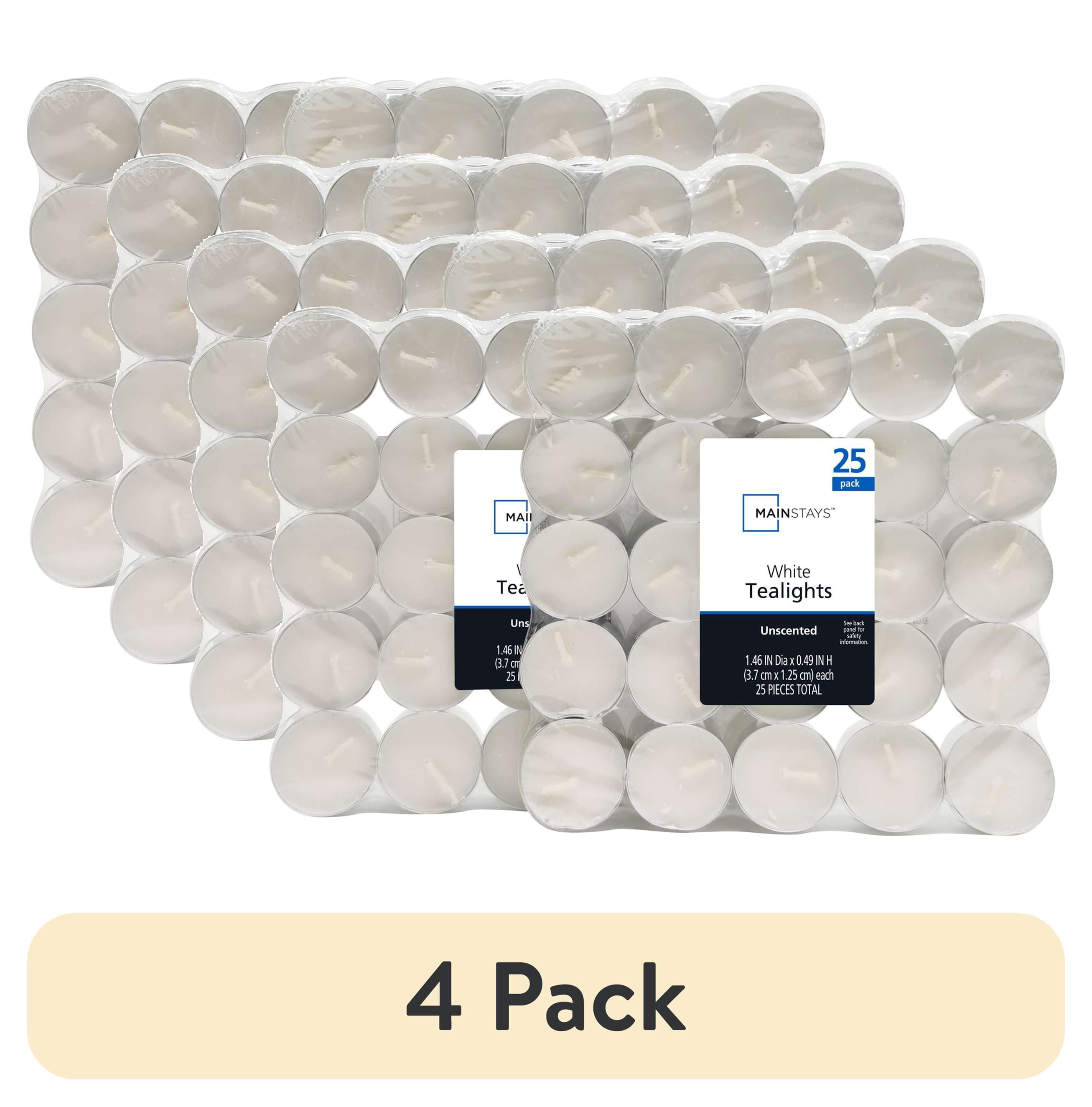 4 pack Mainstays White Unscented IndoorOutdoor Tealight C
