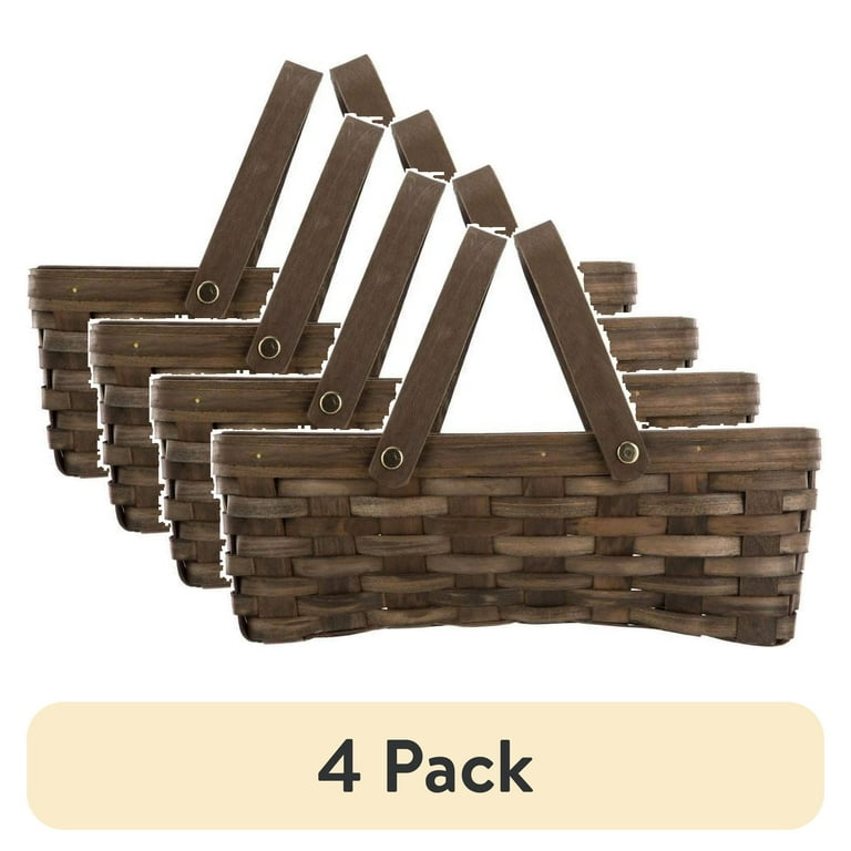 Mainstays Dark Brown Woodchip Storage Basket with Handles, 6.5