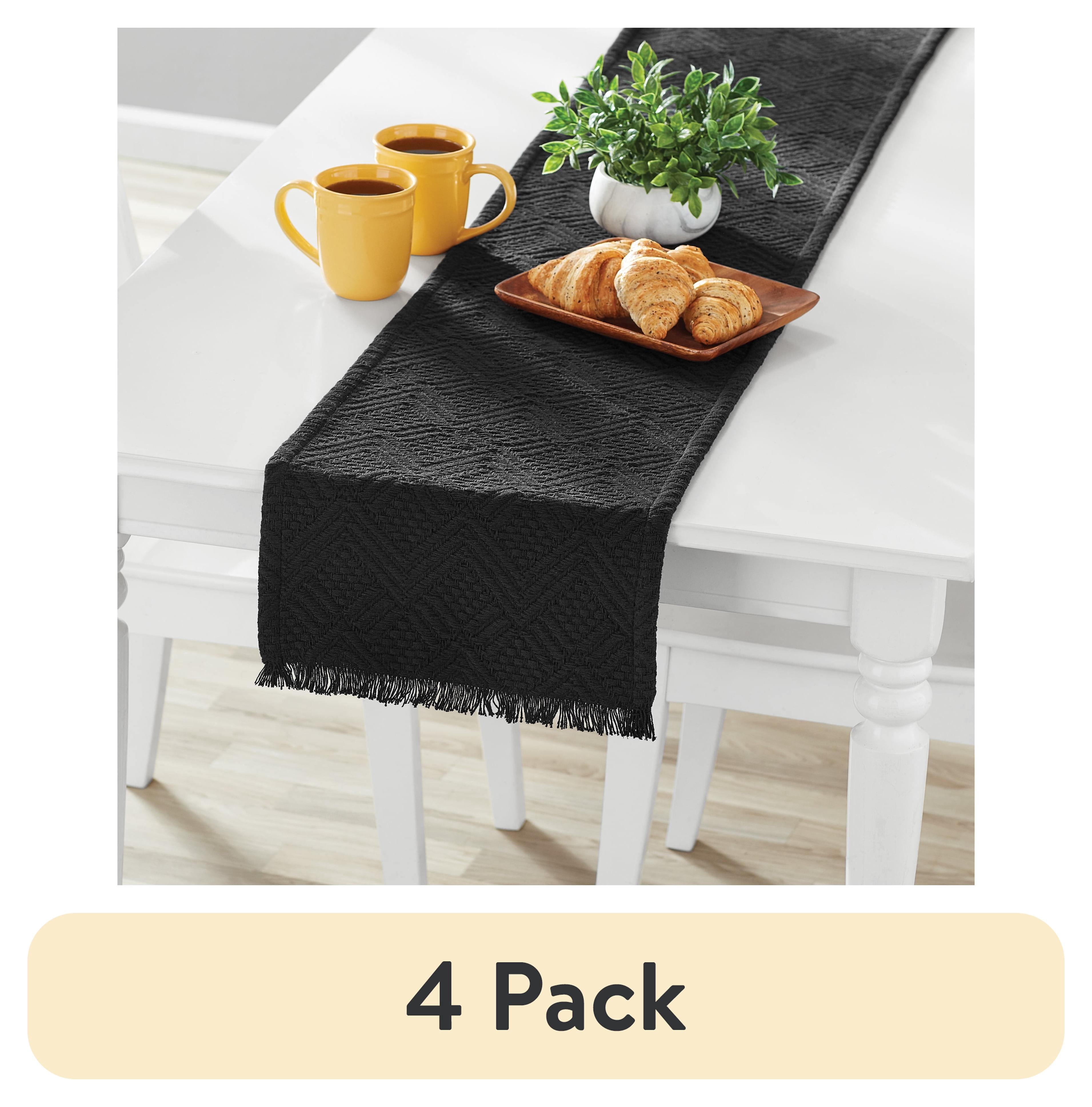 Mainstays Woven Diamond Table Runner - Black - 14