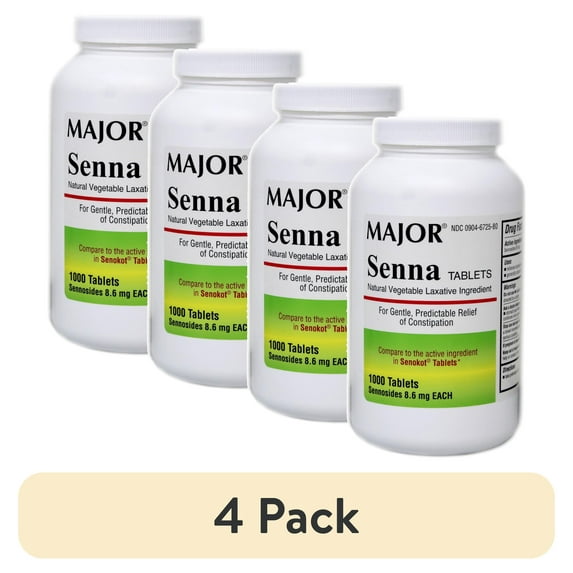 (4 pack) Major Senna (Senokot) Laxative Tablets 8.6 mg. 1000/Btl.