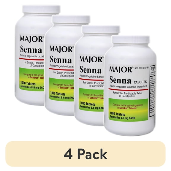 (4 pack) Major Senna (Senokot) Laxative Tablets 8.6 mg. 1000/Btl.