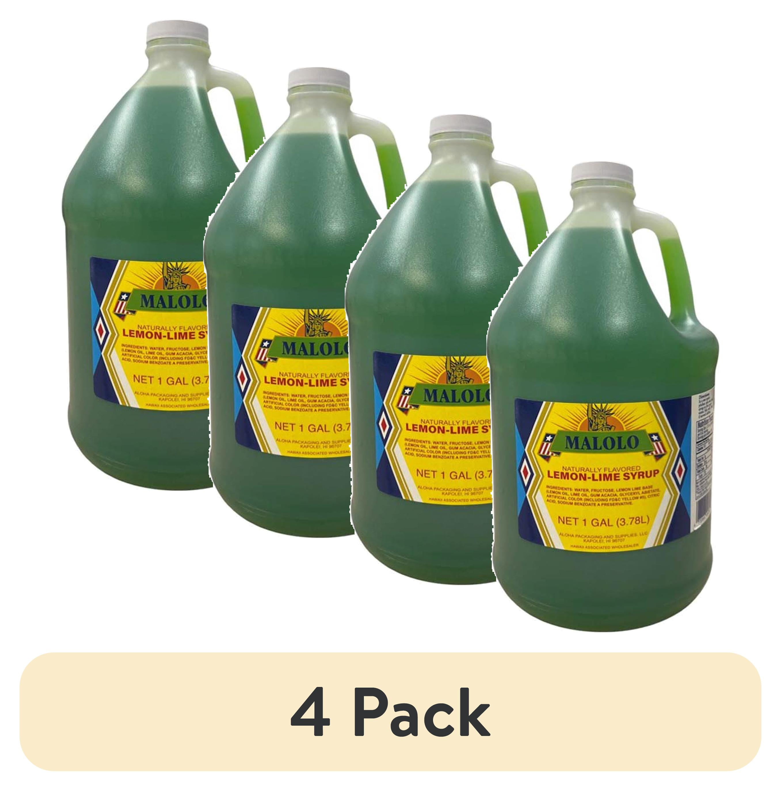 (4 pack) Malolo Lemon Lime Syrup, 1 Gallon Jug, 1.3 fl. oz Serving Size (Milk-Free)