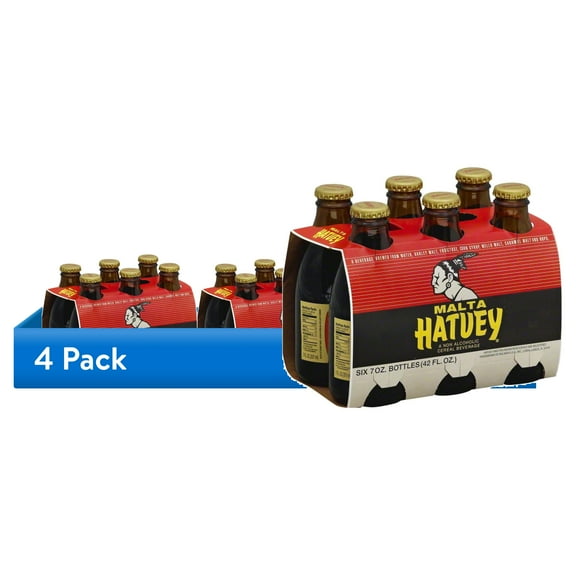 (4 pack) Malta Hatuey Malt Beverage, 6 - 7 oz Bottles