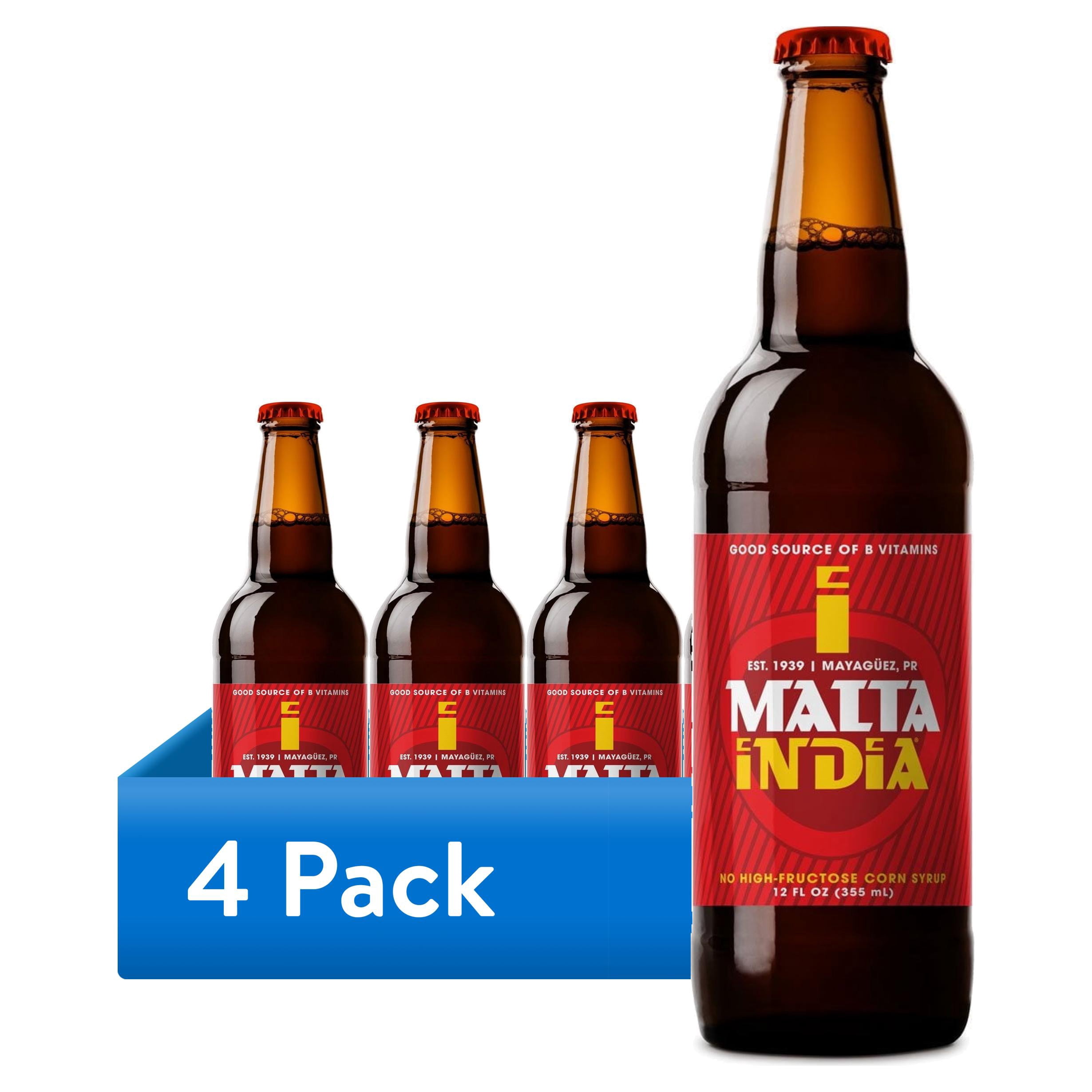 (4 pack) Malta India Malt Beverage, 6 pack 12 fl oz Glass Bottle, Non-Alcoholic, No Allergens