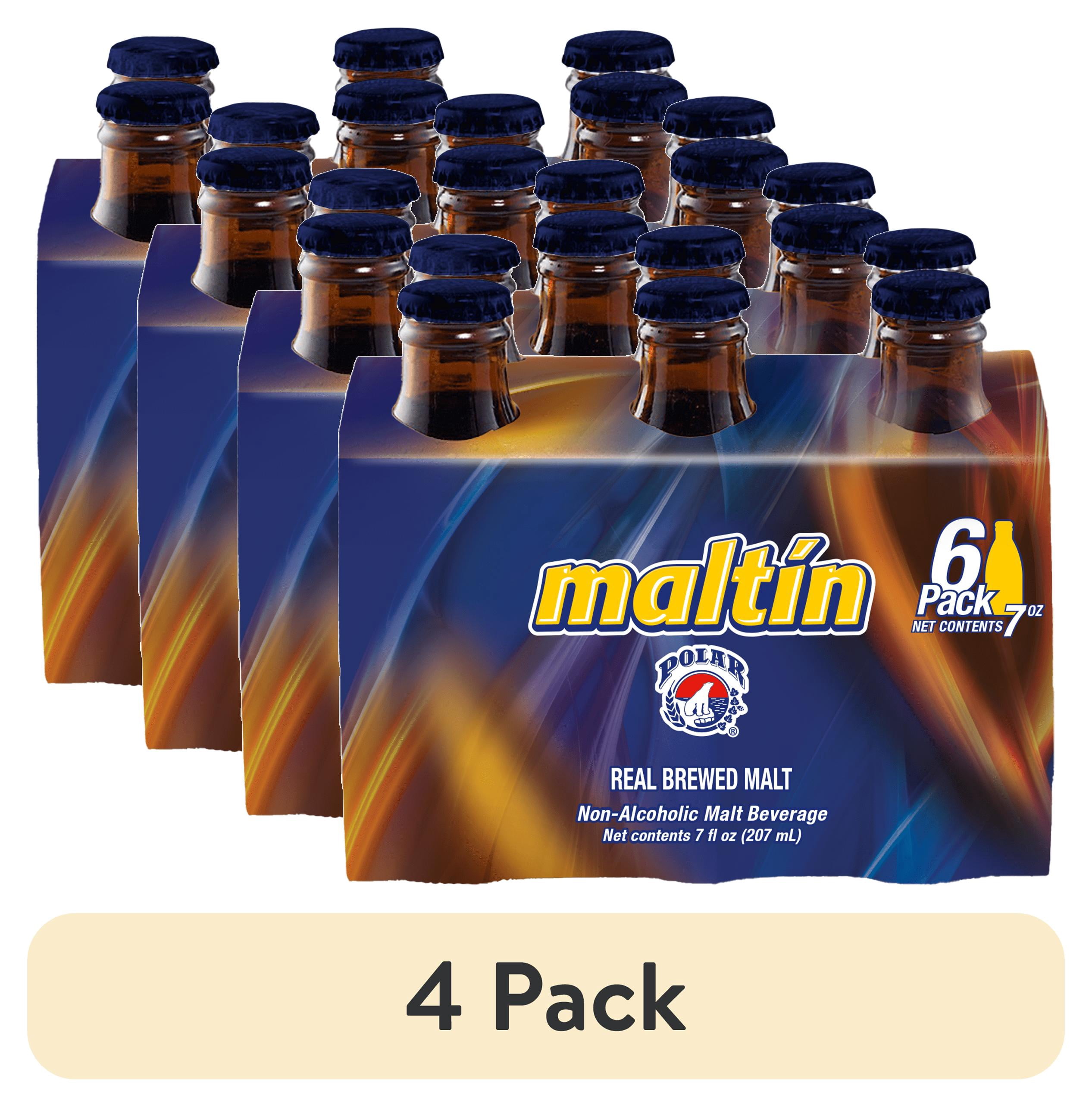 (4 pack) Maltin Polar Non- Alcoholic Malt Beverage 7 oz Glass Bottles (6 Pack)