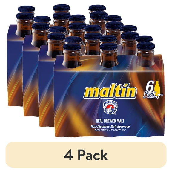 (4 pack) Maltin Polar Non- Alcoholic Malt Beverage 7 oz Glass Bottles (6 Pack)