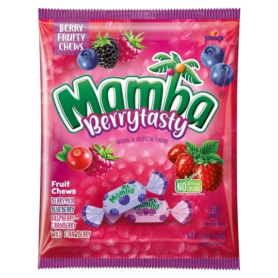 (4 pack) Mamba Berry Tasty Fruit Chews Chewy Candy, 7.05 oz