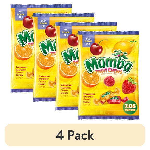 (4 pack) Mamba Fruit Chews Chewy Candy, 7.05oz