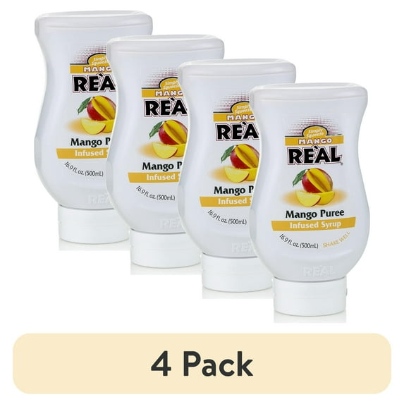 (4 pack) Mango Real Mango Puree Infused Syrup, 16.9 Fl Oz