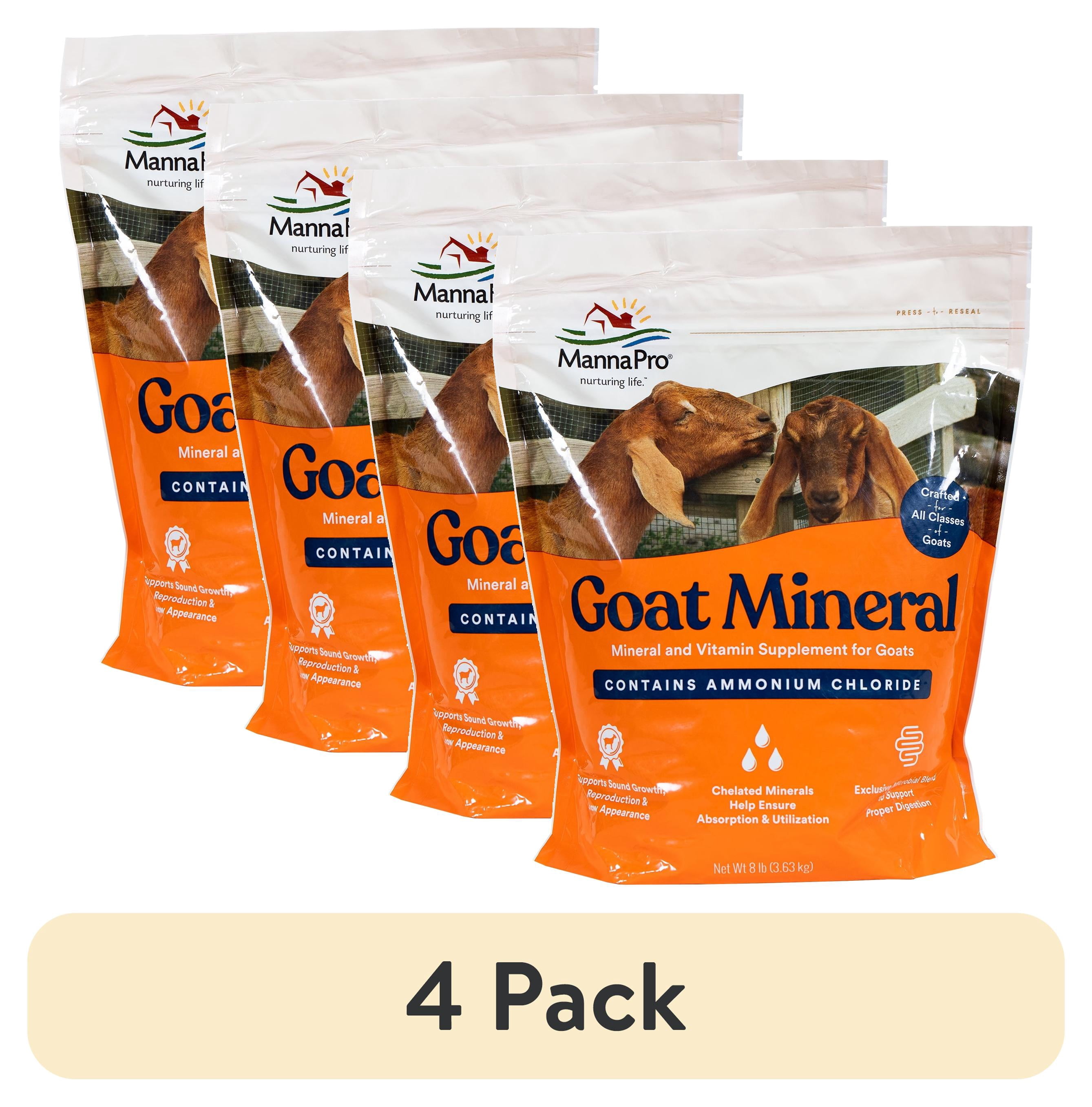 (4 pack) Manna Pro Goat Mineral Supplement, for All Classes of Goats, 8 lbs