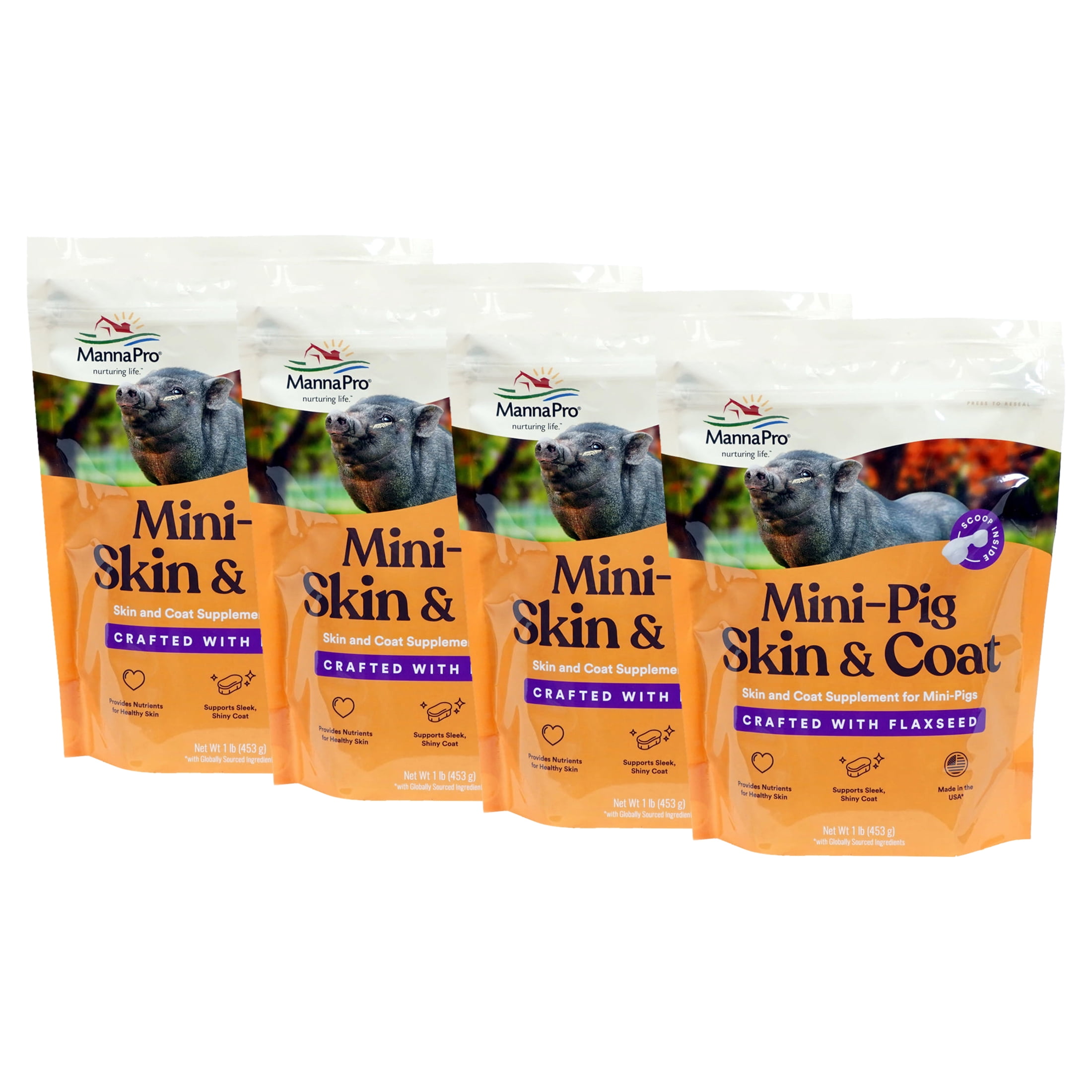 (4 pack) Manna Pro Mini-Pig Skin and Coat Supplement 1 lb