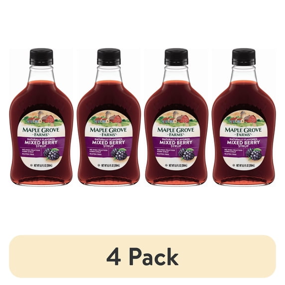 (4 pack) Maple Grove Farms Mixed Berry Flavored Syrup, Mixed Berry Syrup, 8.5 fl oz Bottle