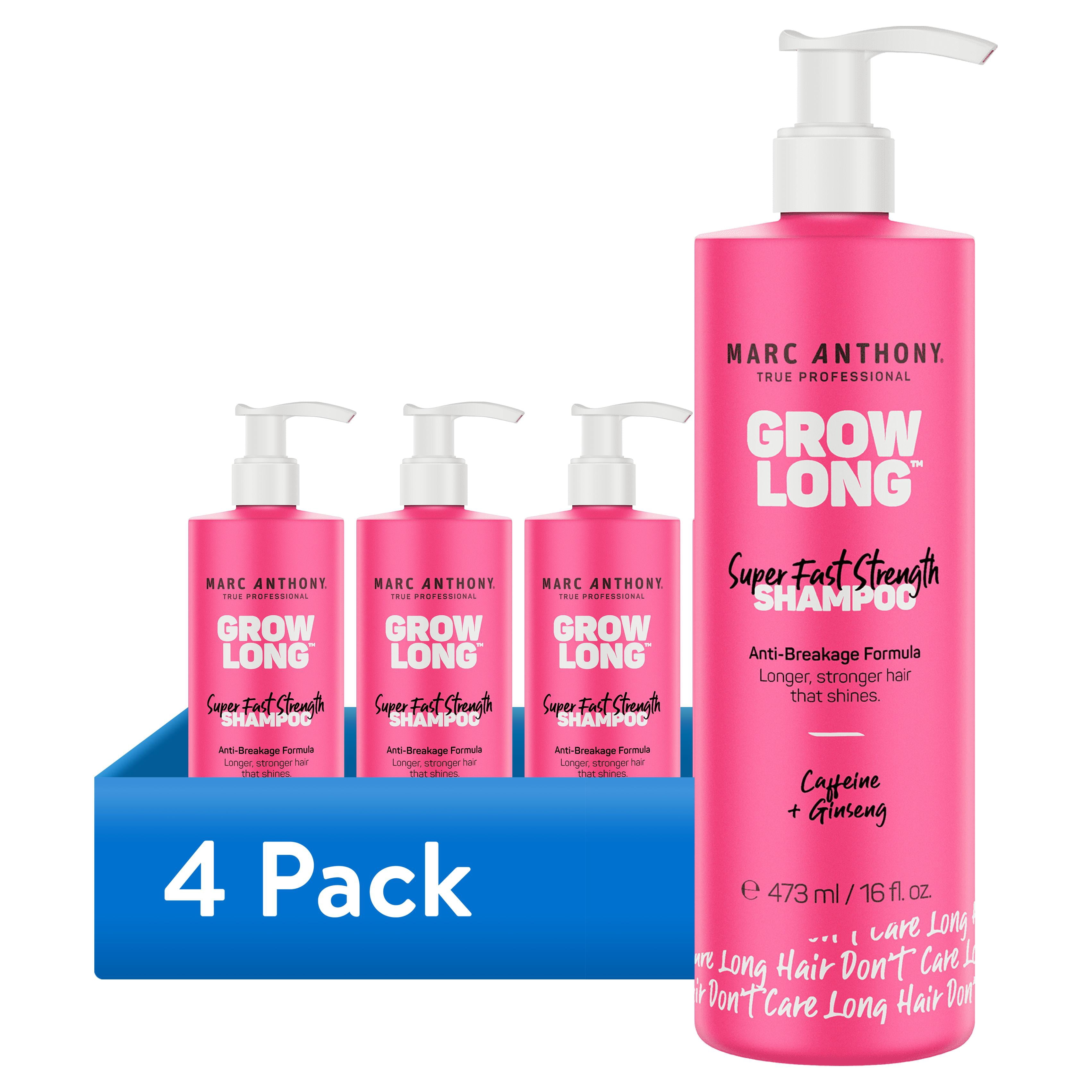 (4 pack) Marc Anthony GROW LONG Super Fast Strength Shampoo, for All Hair Types, with Caffeine & Ginseng, 16 fl oz