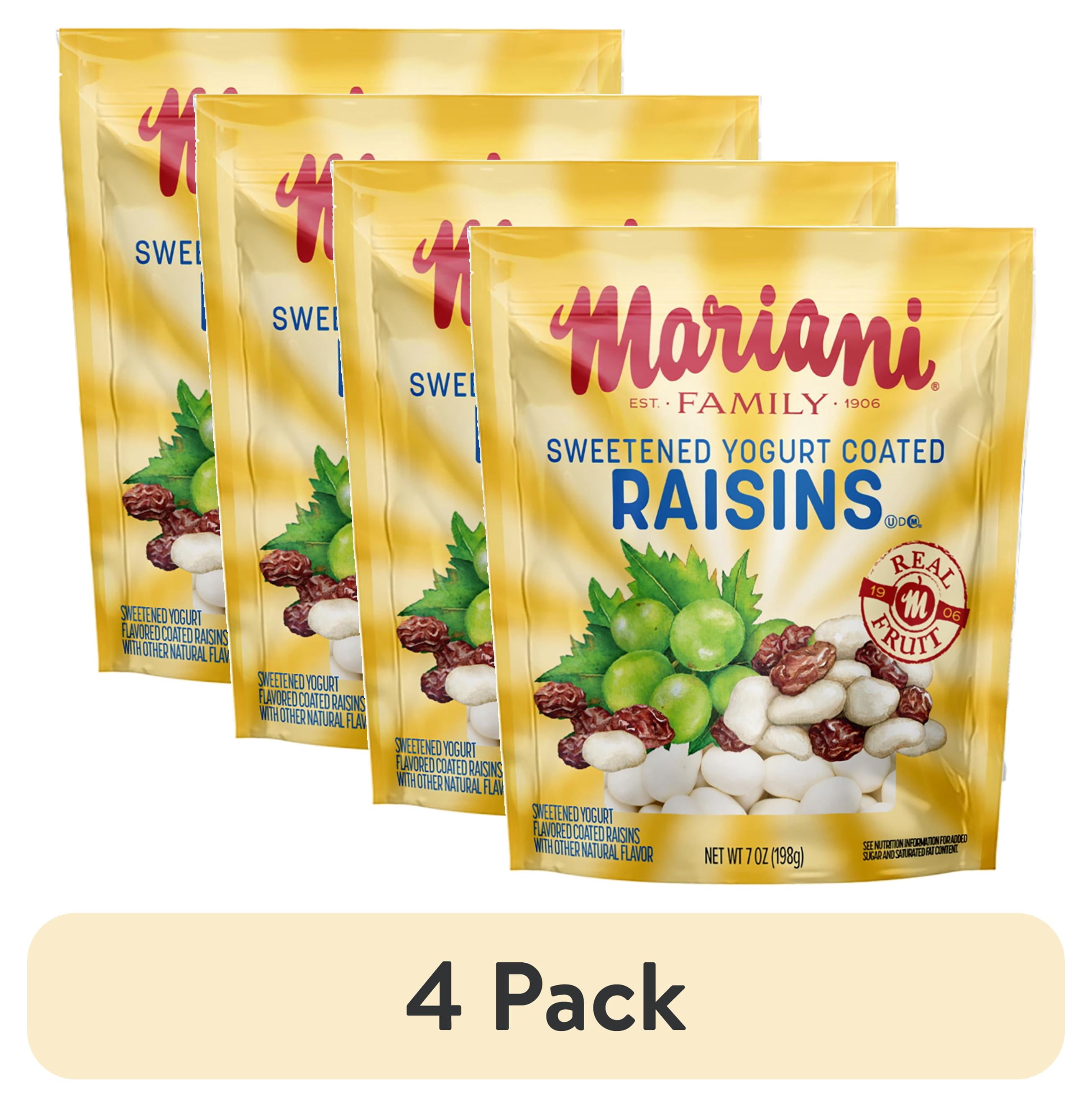 (4 pack) Mariani Dried Fruit, Vanilla Yogurt Covered Raisins, 7 oz Bag